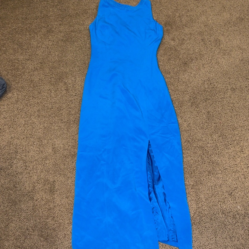 Adrienne Papell 100% silk dress gown‎ sleeveless front slit size 6